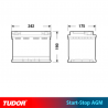 BATERÍA TUDOR AGM TK620 START STOP 62Ah 680A OPEL/SEAT/VW