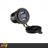 CARGADOR DOBLE USB WATERPROOF COCHE  CON VOLTÍMETRO